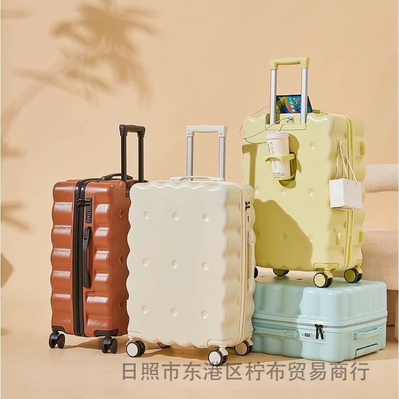 新しいビスケットスーツケース20インチ搭乗ケース強くて丈夫なパスワードボックス小さくてかわいい子供用トロリーケースは座ることができます