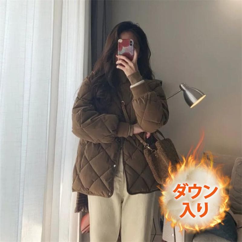 高級な質感 ダウンジャケット レディース 冬服 クルーネック 軽量 ボタンダウン 無地 秋冬 ダウンコート 暖かい パーカー 保温 防寒 羽織り