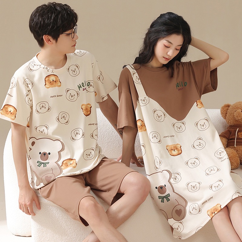カップルパジャマ夏純綿漫画メンズショートパンツホーム服夏薄手カジュアルホーム服レディーススーツ 6,775円