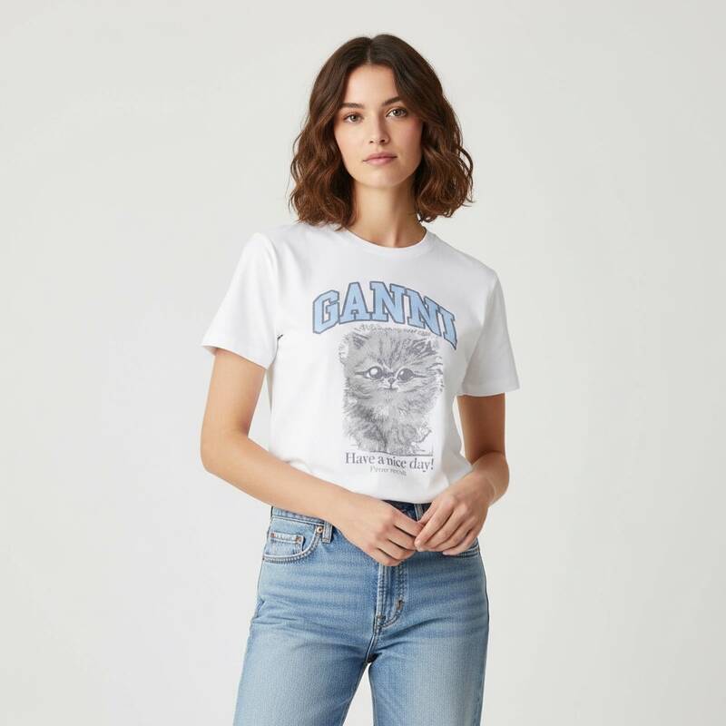 ガニ・キティ 半袖Tシャツ ホワイト レディース T4272 151