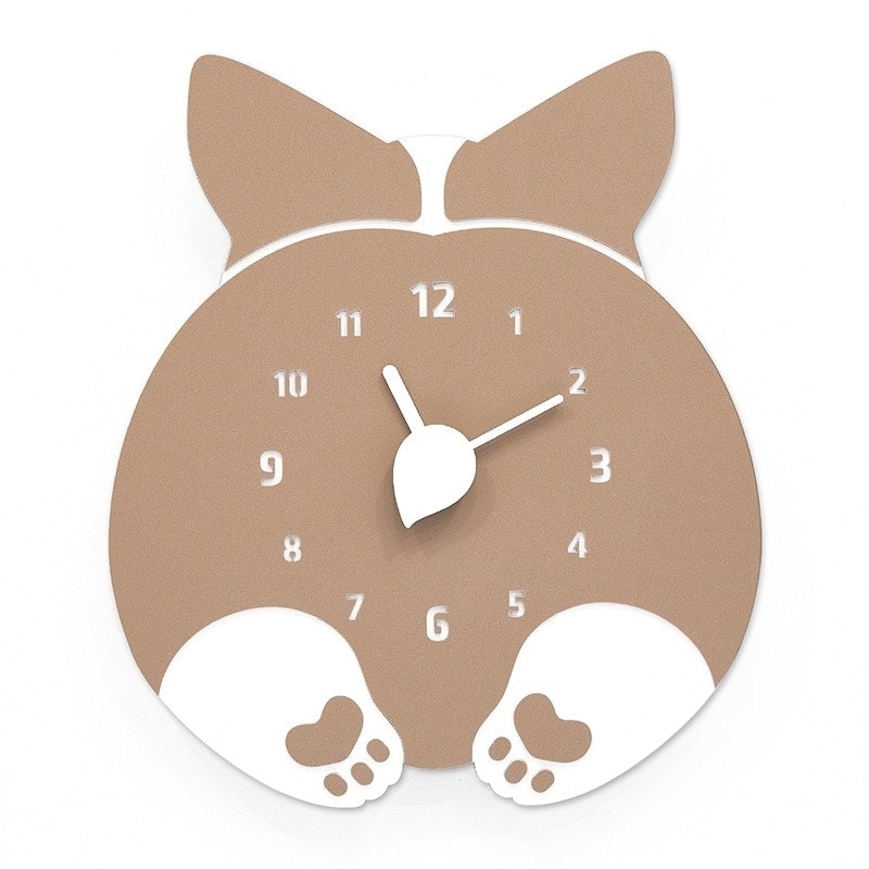 新色入荷掛け時計 コーギー 壁掛け時計 いぬ 犬 静音 おしゃれ かわいい 可愛い 子供 黄色 部屋