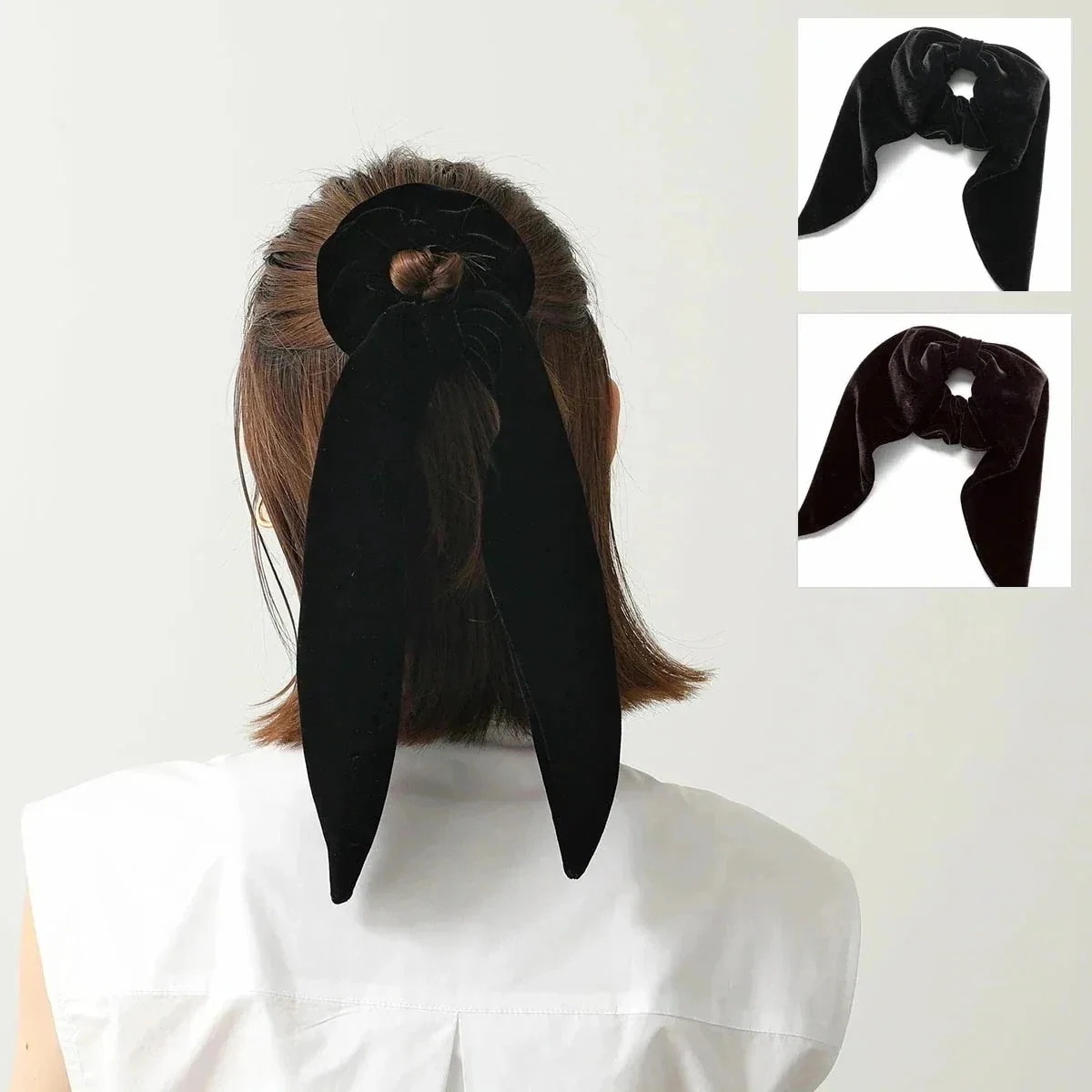 ALEXANDRE DE PARIS アレクサンドル ドゥ パリ シュシュ TCH-25T-A22 レディース ベロア リボン ヘアゴム ヘアアクセサリーカラー