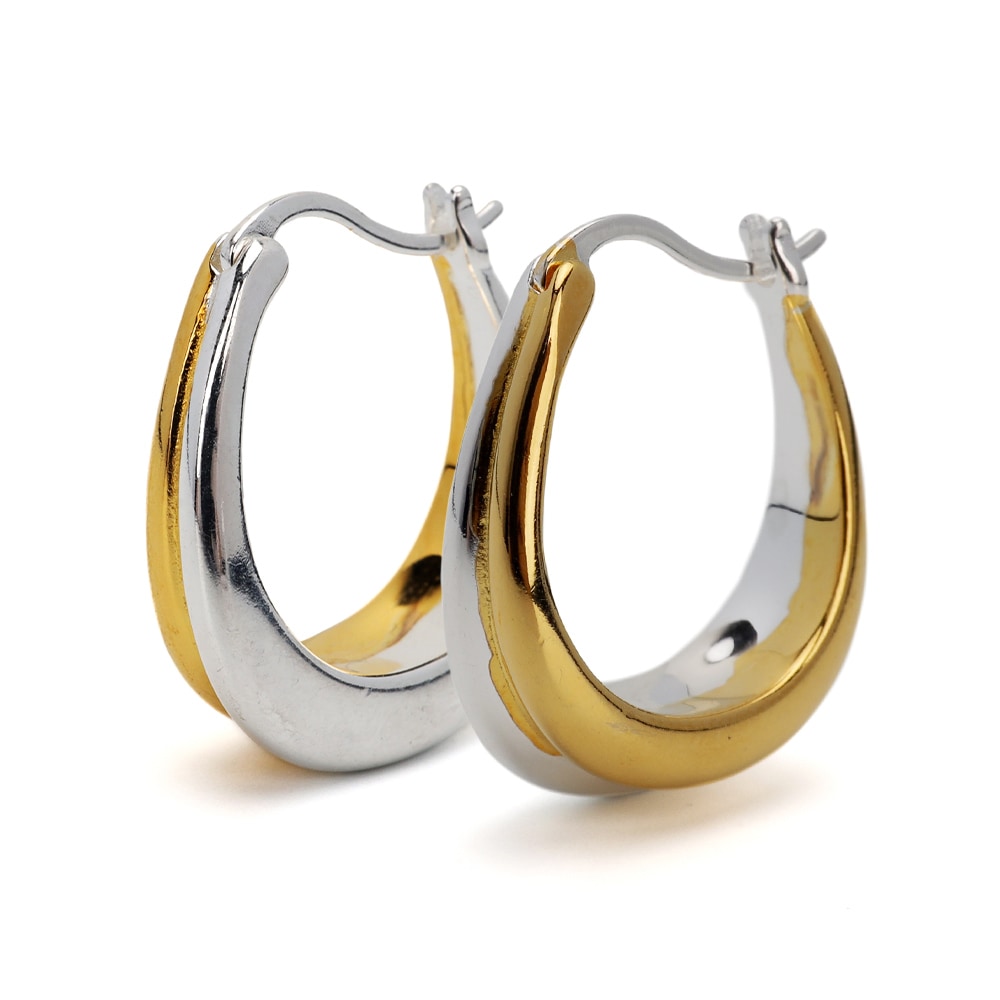 シルバー925 ラウンドピアス バイカラー [ce349]