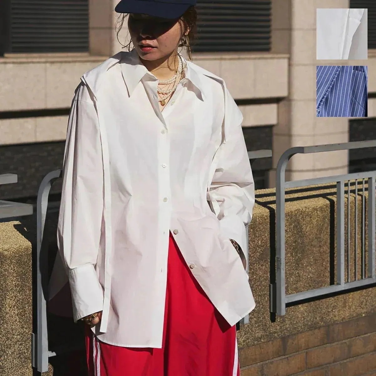 oll オール 長袖 シャツ Handy kerchief shirt 51005002 レディース コットン カーチフ ストライプ カラー2色 【ts】