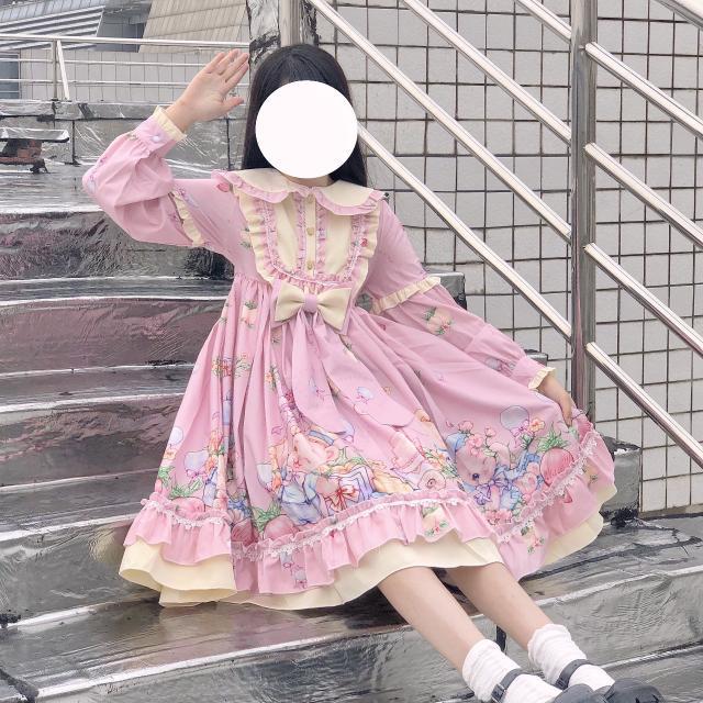 コスプレロリータ ドールパーティー 春秋 洋装 op 長袖 ワンピース レディース ドレス 韓国ファッション