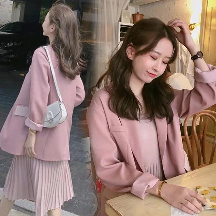 セットアップ レディース 秋冬 ブレザー スカート 2点セット きれいめ 韓国風 オシャレ キャミワンピース プリーツスカート ゆったり 大きいサイズ