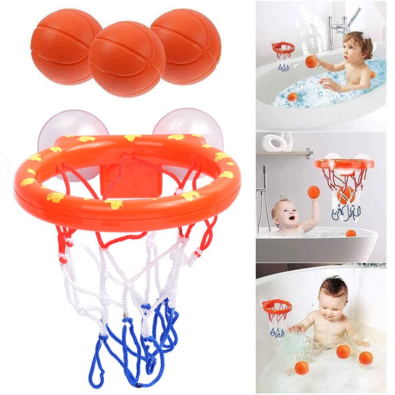 お風呂のおもちゃ 激安ブランド 【最安値に挑戦】 楽しいバスルームのバスケットボールスタンド 子供用 入浴用ミニバスケットボール 赤