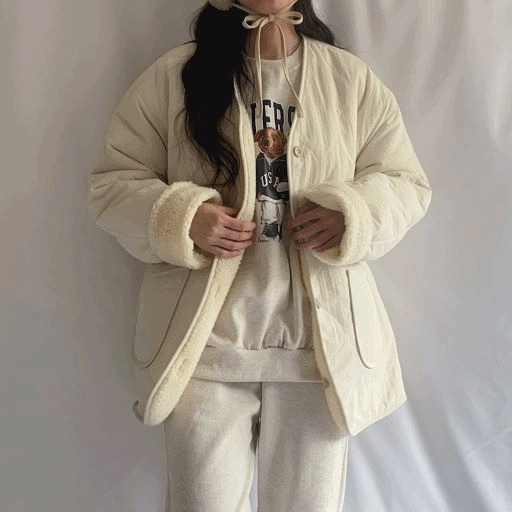 [韓国生産/両面着用！！/完全暖かい] リバーシブル シンプル ボア ダウン ジャンパー