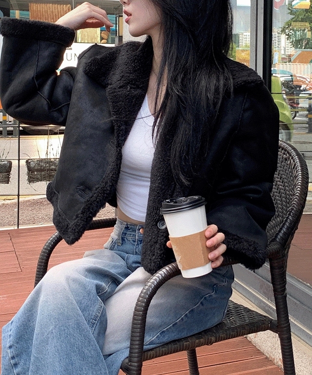 [両面配色] リバーシブル レザー ファー ムートン ジャケット