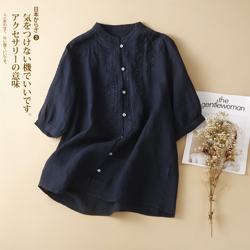 【1つ買うと10つ無料】コットンンシャツ女性用セラムン大サイズファット センタースリーブシャツ2025夏のvネック シャツ