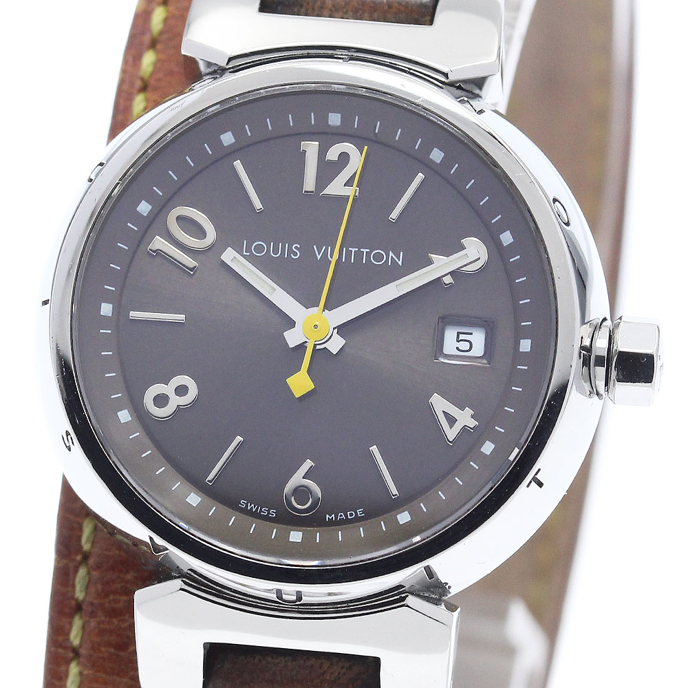ルイ・ヴィトン LOUIS VUITTON Q1211 タンブール デイト クォーツ レディース 保証書付き_908589【中古】