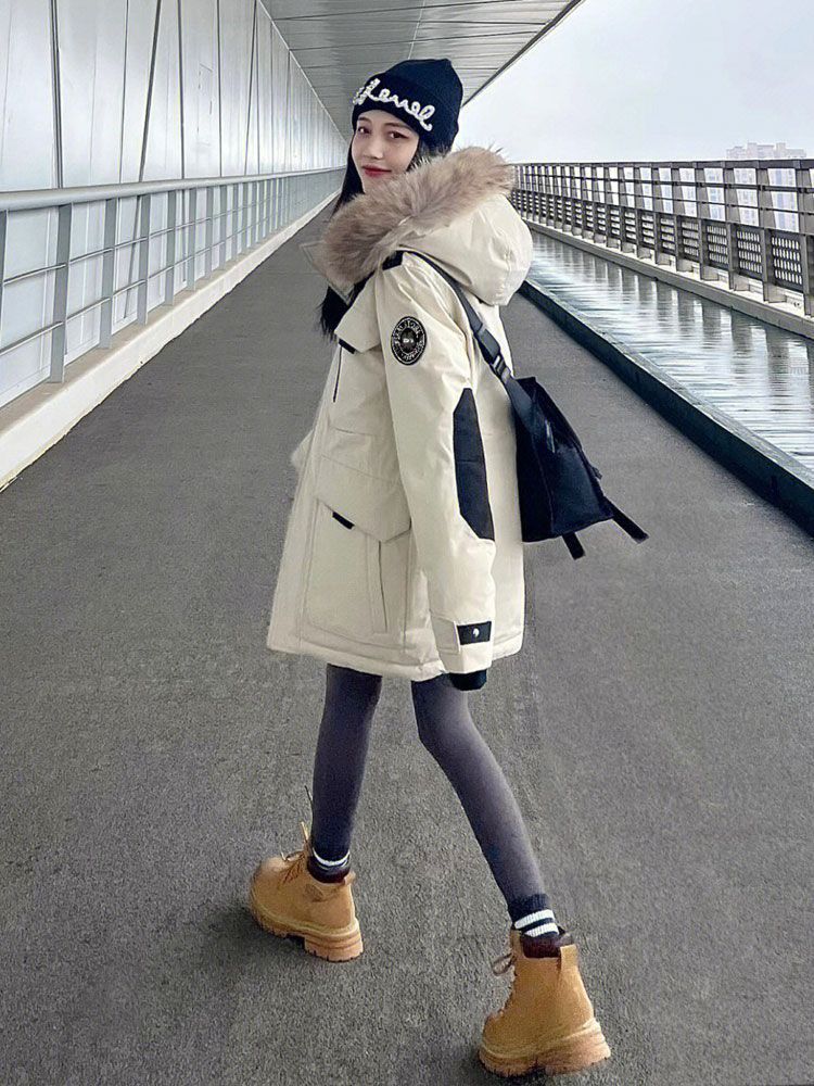 工装ダウン綿服女2024冬の新型高級デザイン感小衆oversizeカップル服パーカー服