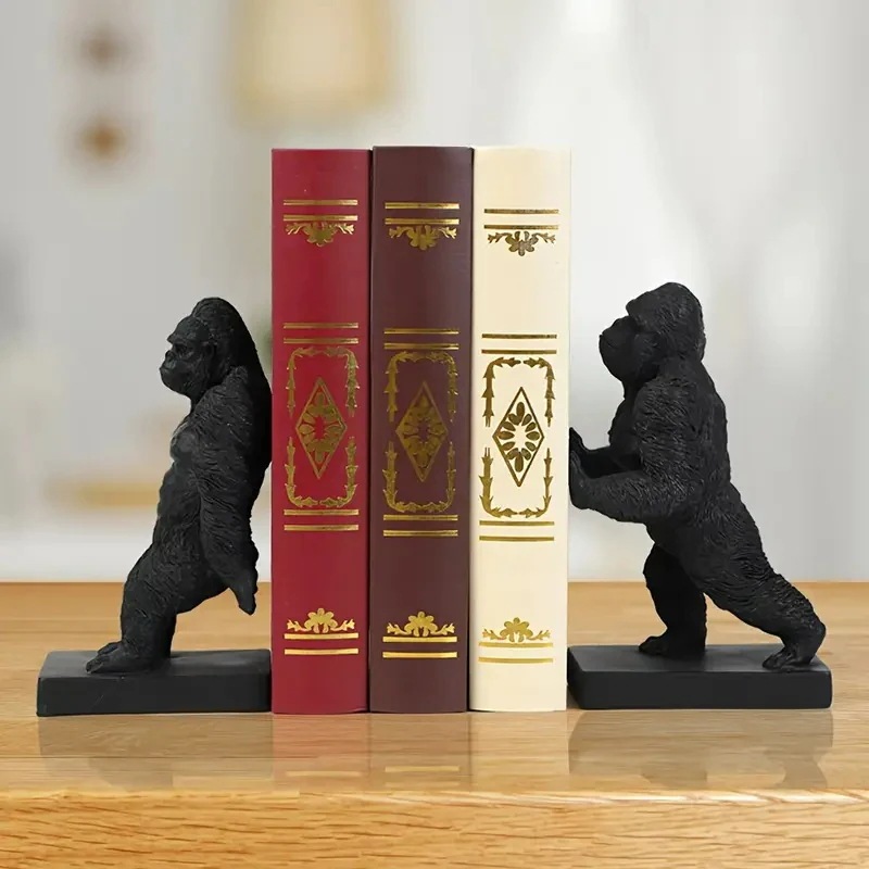 ブックエンド ゴリラ 樹脂 2個セット ブラック アニマル かわいい 書斎 リビング デスク オフィス 本棚 SNS映え インスタ映え 4-7 6,945円