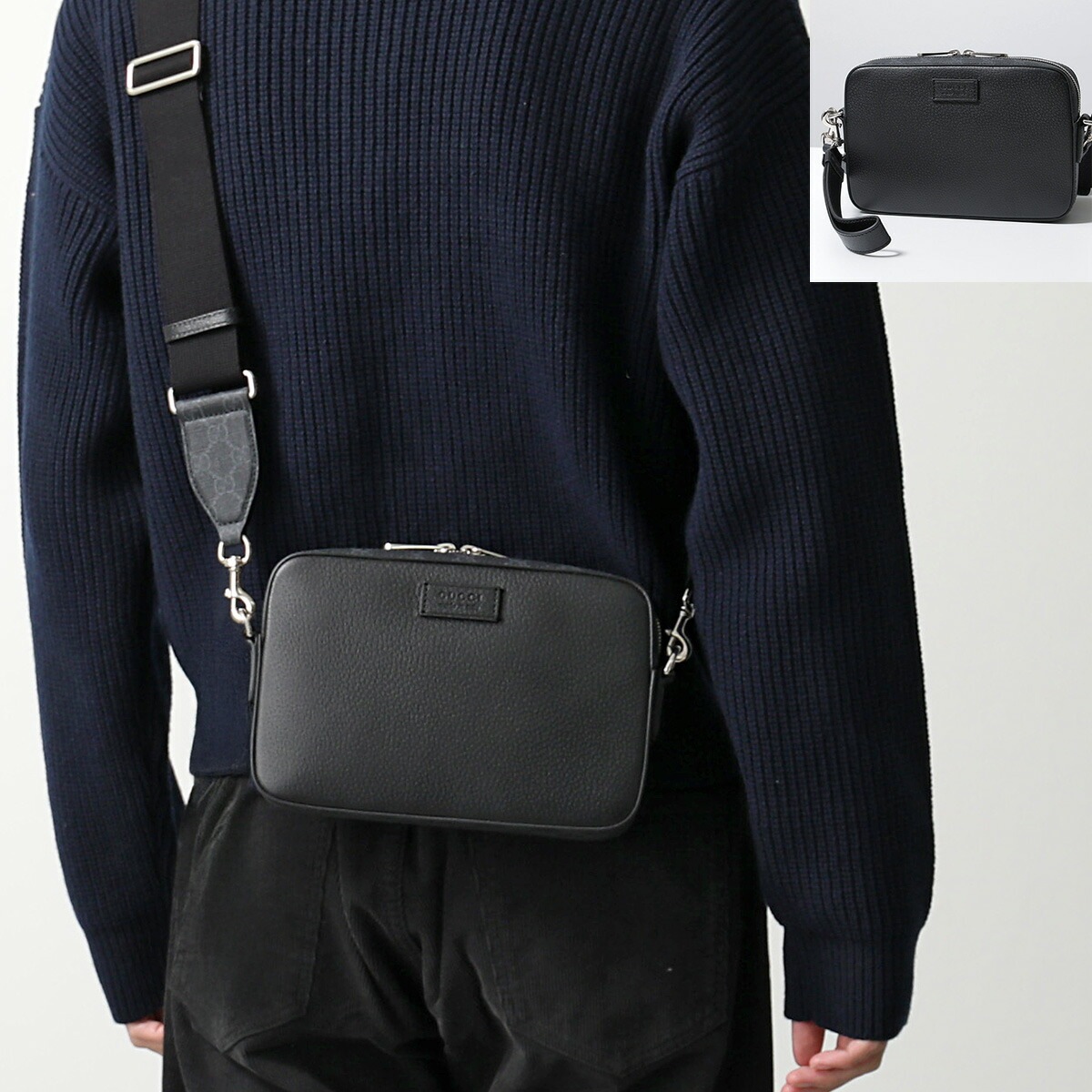 GUCCI グッチ ショルダーバッグ 795465 FADJK メンズ レザー クラッチバッグ リストレット付き クロスボディ ロゴ 鞄 1000 795465FADJK1000