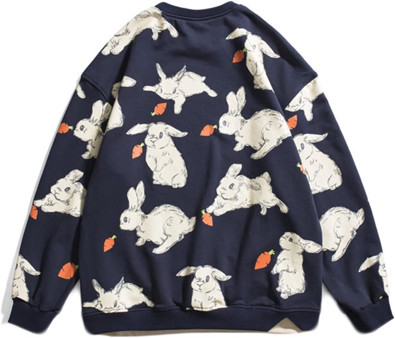 春服 男性用 長袖 パーカー インナー プリント ウサギ柄 柔らかい ビッグシルエット ストレッチ 丸襟 保温性 吸汗性 丈長め カジュアル クール 流行し コンフォート 秋服 体型パカー プルオーバ