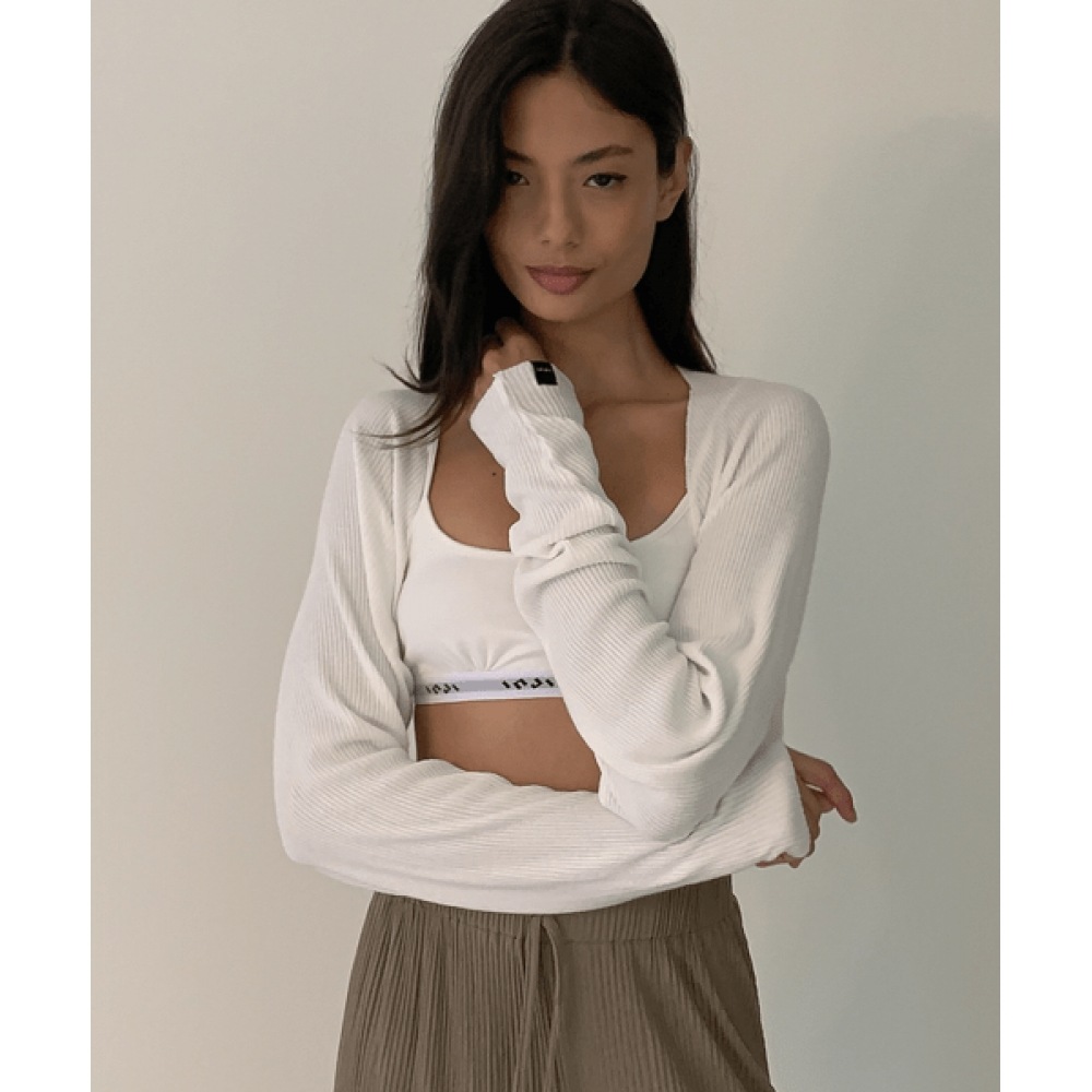 INJIACTIVE サマーボレロリブトップホワイト