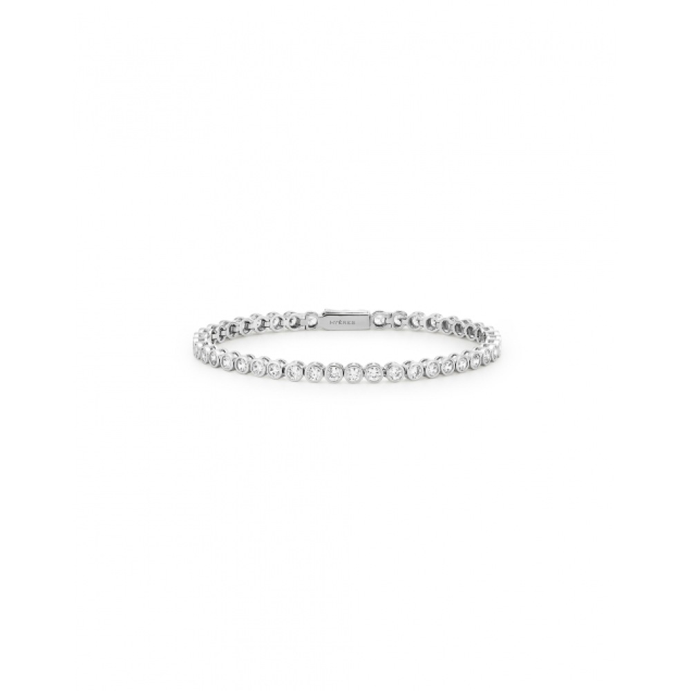HYERES LOR [プレミアムメッキ] エッセンス AB (W) ラウンドベゼルテニスブレスレット 3.0mm HL4B64438WB