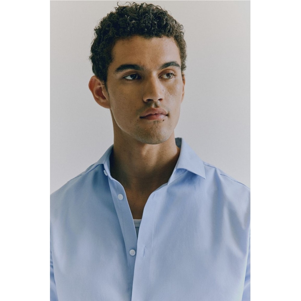 H&M スリムフィットシャツライトブルー