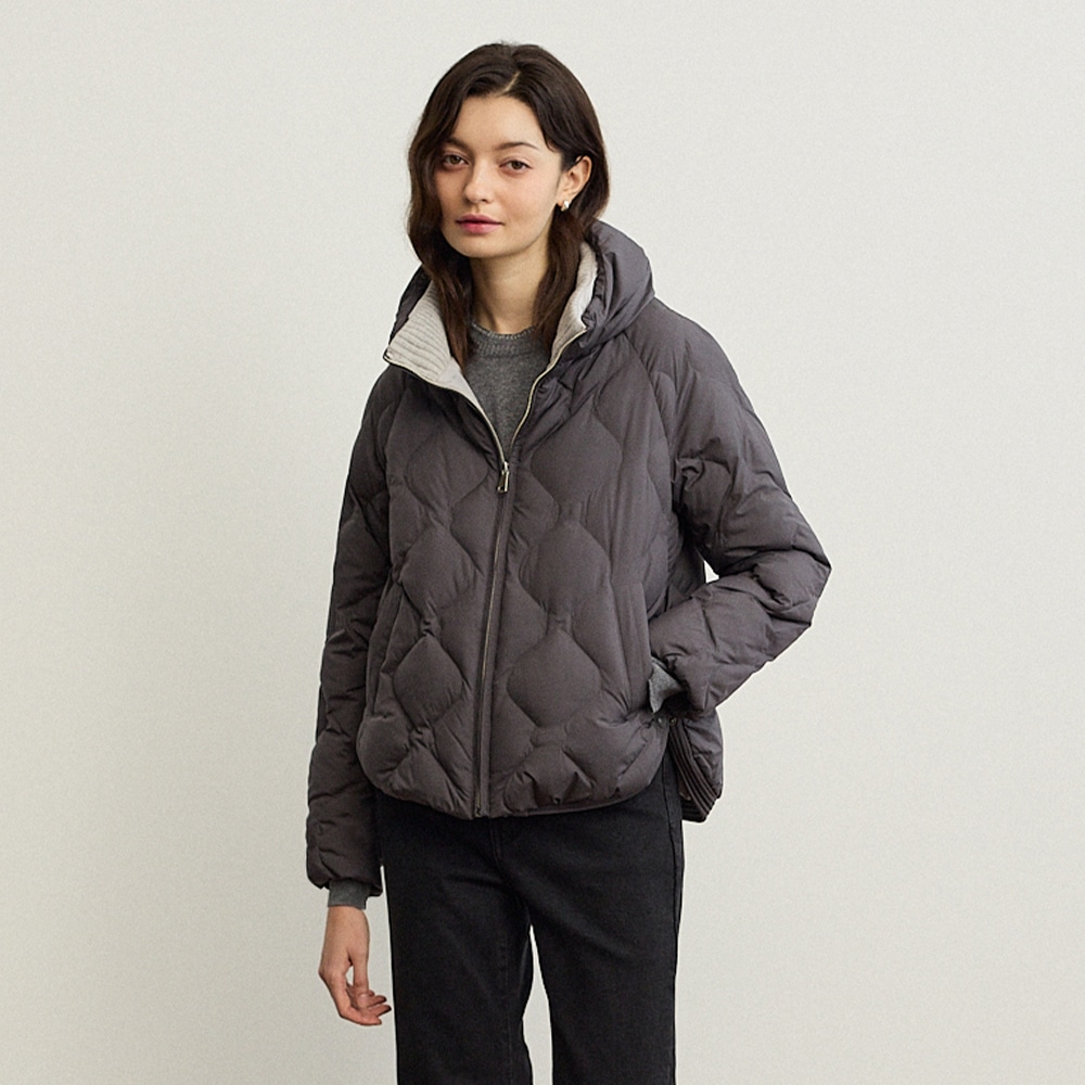 ニットハーフフード ショートダウン