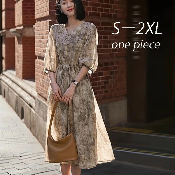 「赤字覚悟セ ール品」ワンピース レディース体型カバー ハイウエスト涼しい 薄手 柔らか ひんやり 大人 人気 プレゼント　半袖ゆったり OL 着痩せ　ロングワンピお出かけ 通勤 通学 20代 30