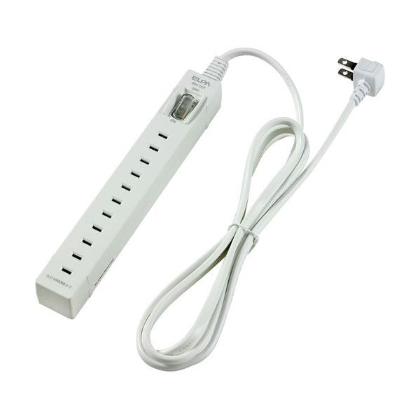 (まとめ) ELPAフリー挿し込み式スリムタップ(集中スイッチ付) 5個口 1.5m WL-SW5015B(W) 1個 (×10セット)
