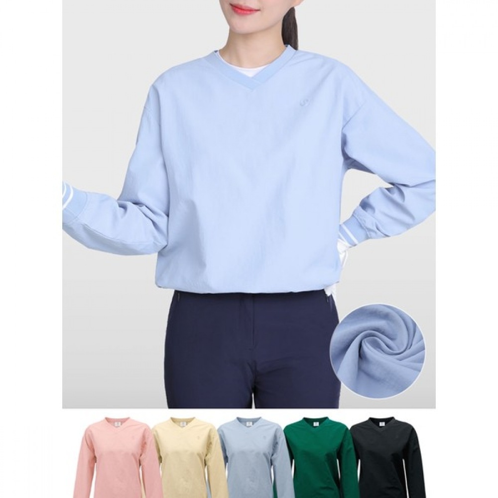 [EasyBai] EasyBai Everyshot レディース Vネックヘムストリングゴルフロングスリーブウインドブレーカースウェットシャツ (W6ST08)