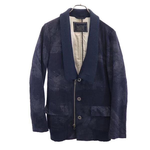 総柄 ウールジャケット M ネイビー メンズ