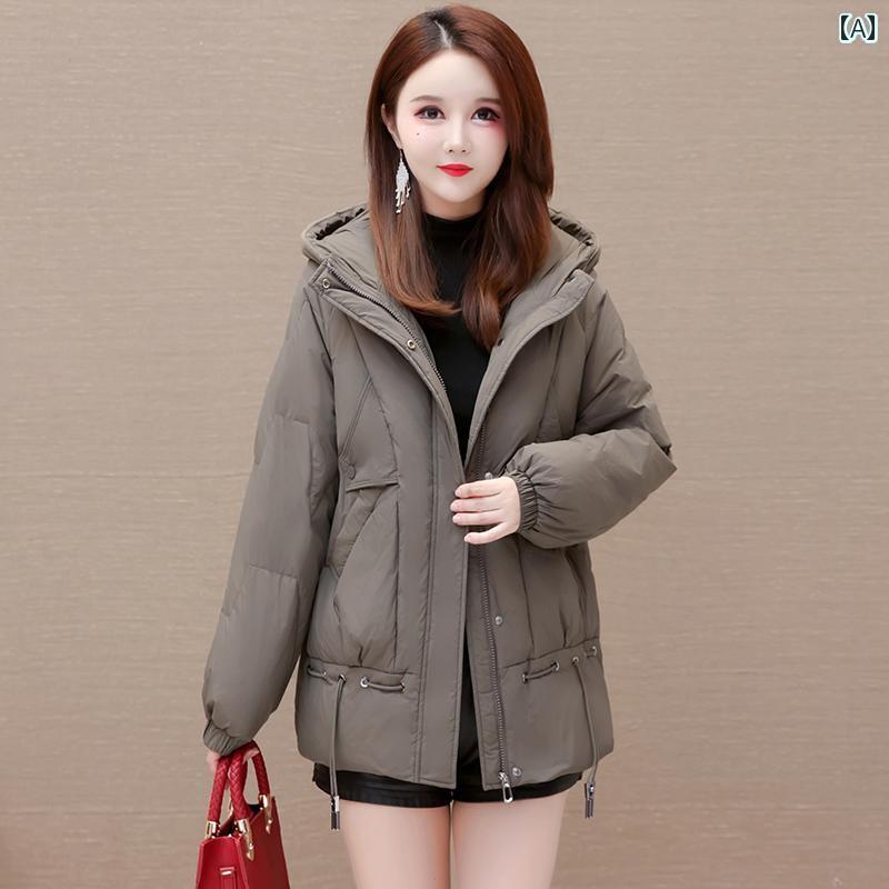 ジャケット ダウンジャケット レディース 母 冬 厚手 暖かい ダウン 女性 ミドル丈 フード ホワイトダックダウン