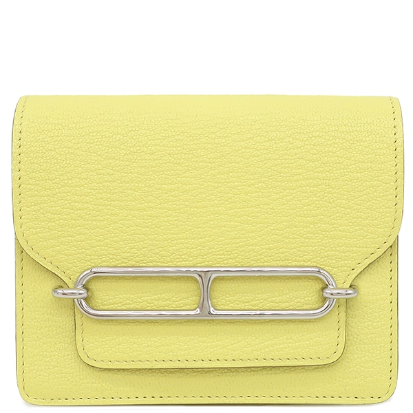 エルメス HERMES 二つ折り財布 ロウリス ルリ スリム シェーブル リモンチェッロ シルバー金具 新品 未使用 黄色 コンパクトウォレット ベルトバッグ W刻印（2024年製） 【箱】【中古