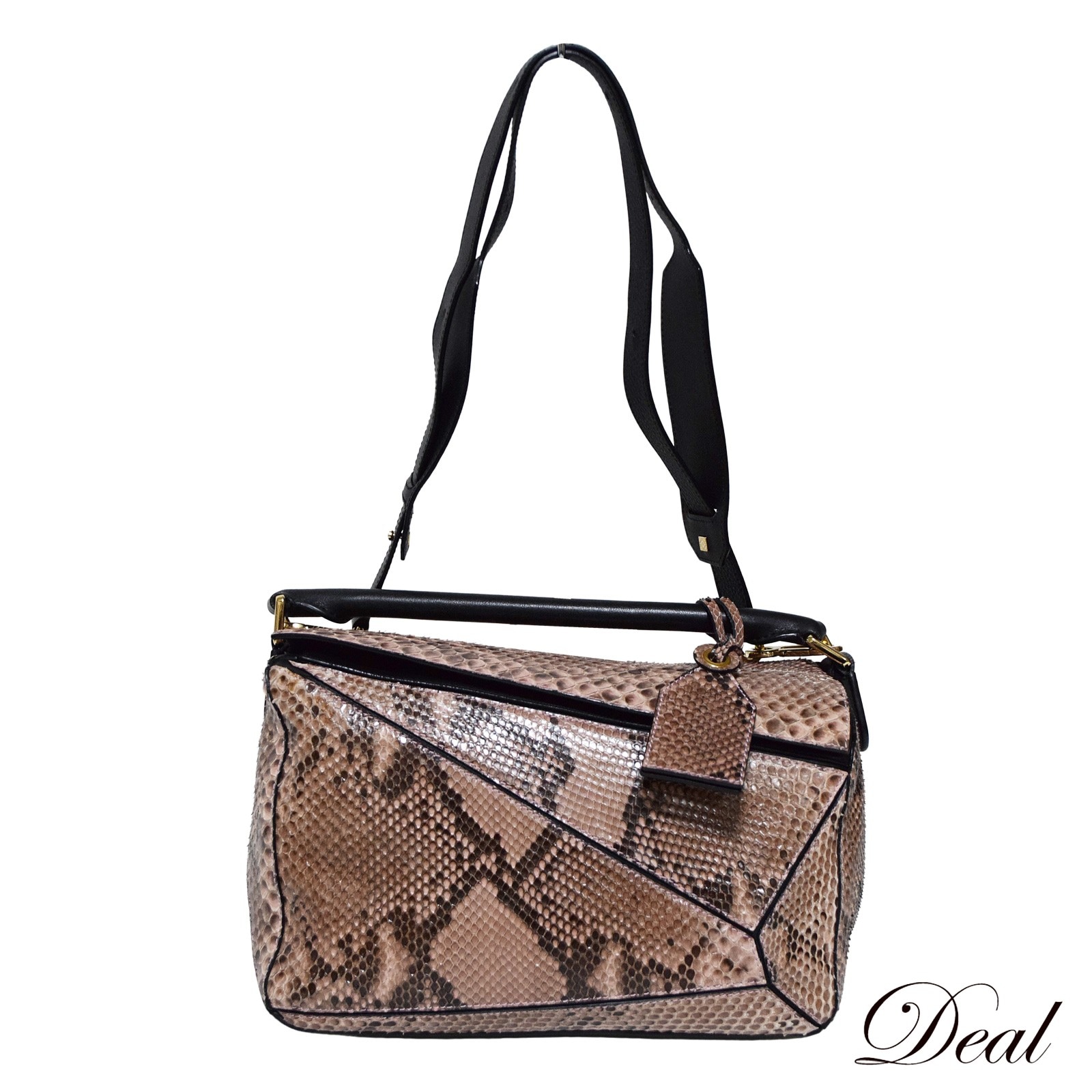 SALE ロエベ パズルバッグ　ミディアム パイソン ピンク レディース ショルダーバッグ