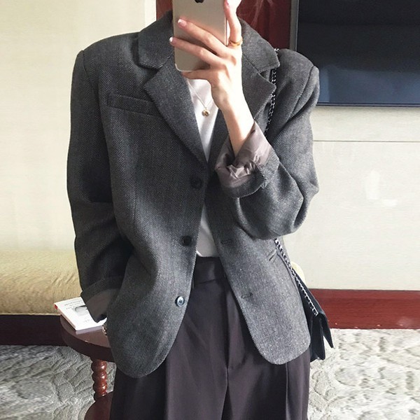 ダンズヘリンボーンウールジャケット