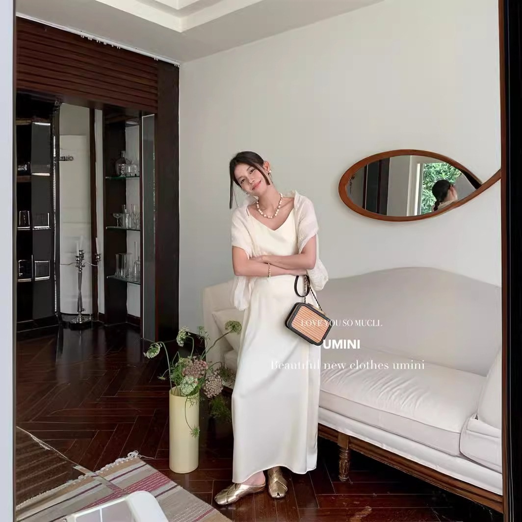 U+mini1381 サマーロマンティックピュアラストサテンサスペンダードレス