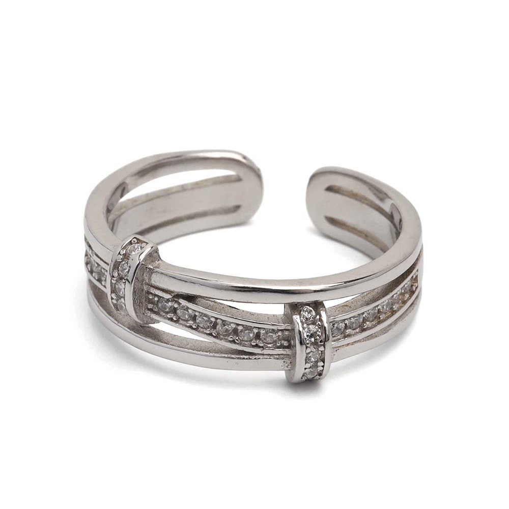 925 リング 三連 ジルコニア CZ [cr234]