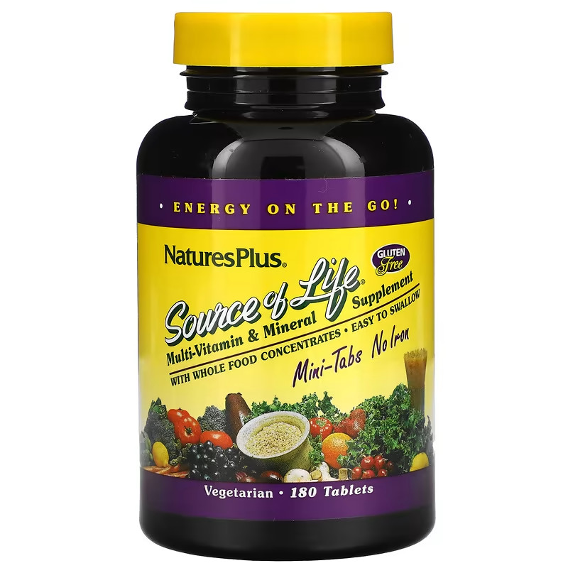 NaturesPlus　Source of Life,マルチ-ビタミン & ミネラル サプリメント, 鉄不含有, 180タブレット