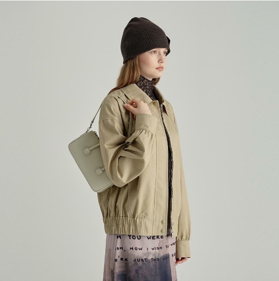 【MARGESHERWOOD】 ZIPPER SMALL : CREAM BEIGE CRINKLEショルダーバッグ