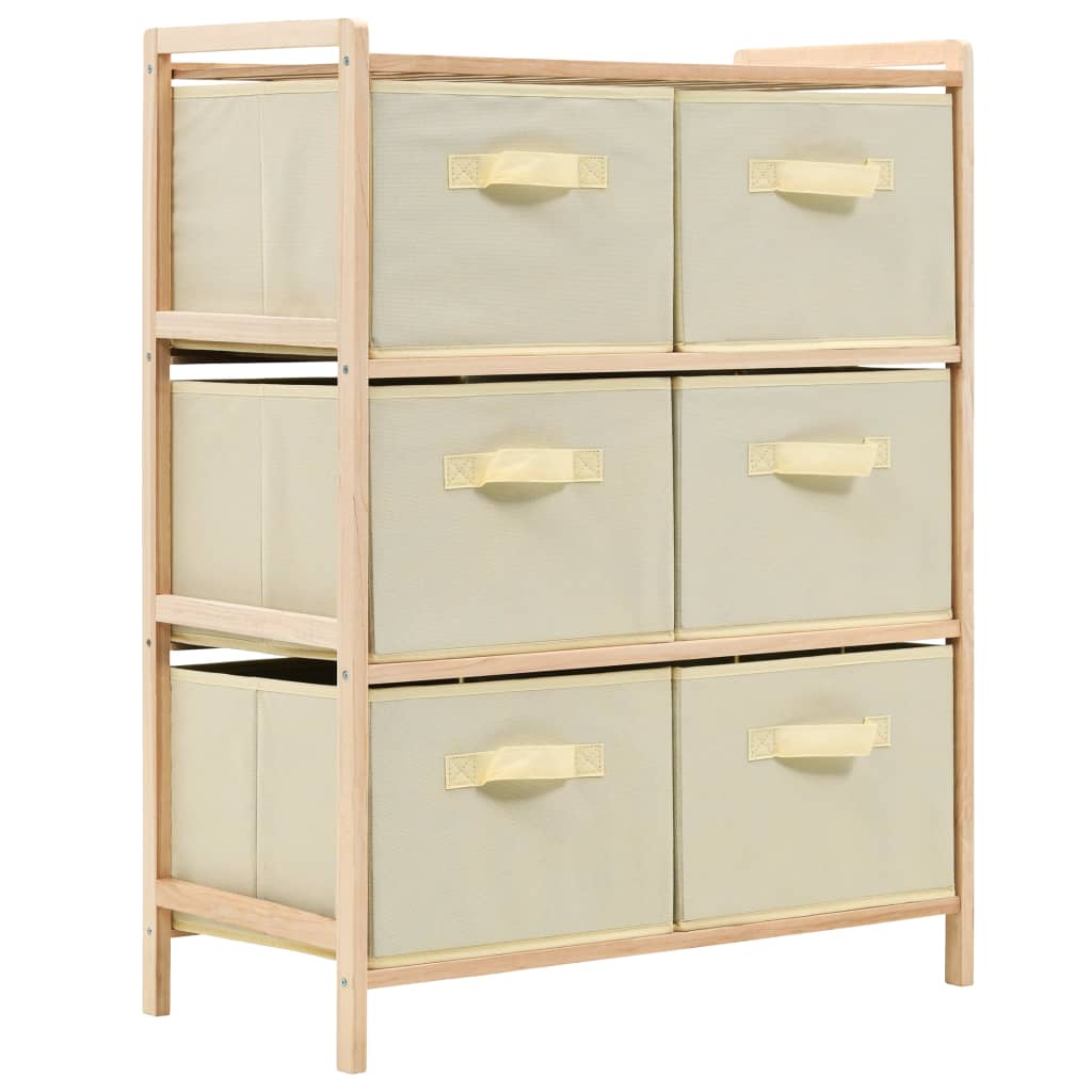 収納ラック 布製バスケット6点付き 杉 ベージュ