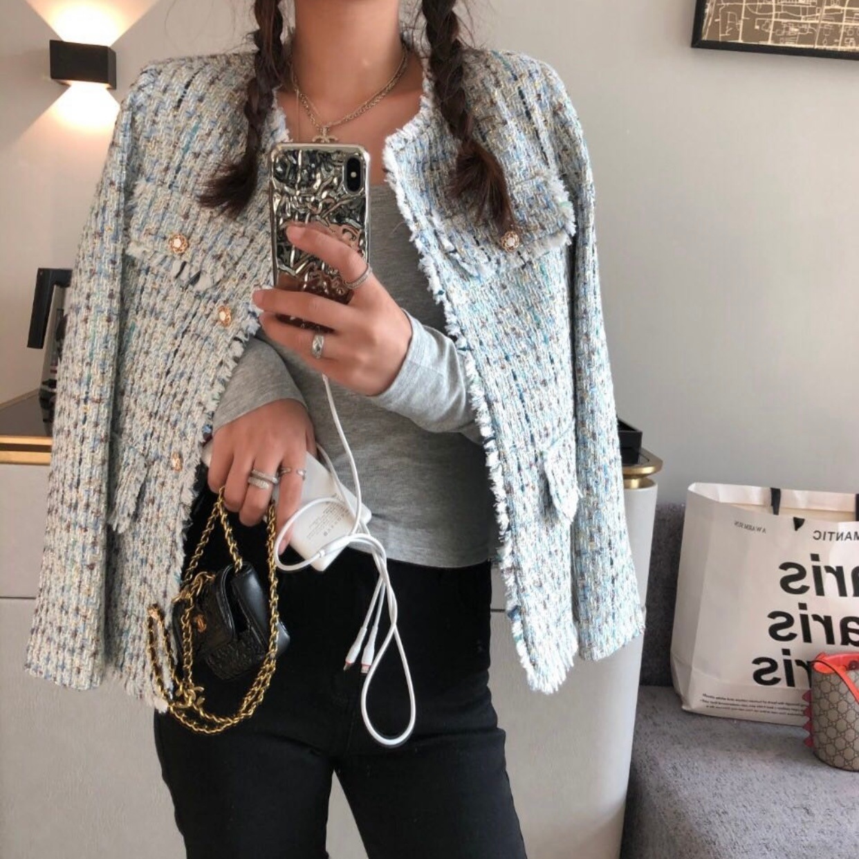 ジャケット ツイード アウター マルチカラー 送料無料 レディース 大人可愛い かわいい きれいめ 大人女子 エレガント 無地 春 秋 冬 ガーリー 10代 20代 大人 学生 韓国系 お出かけ 外出