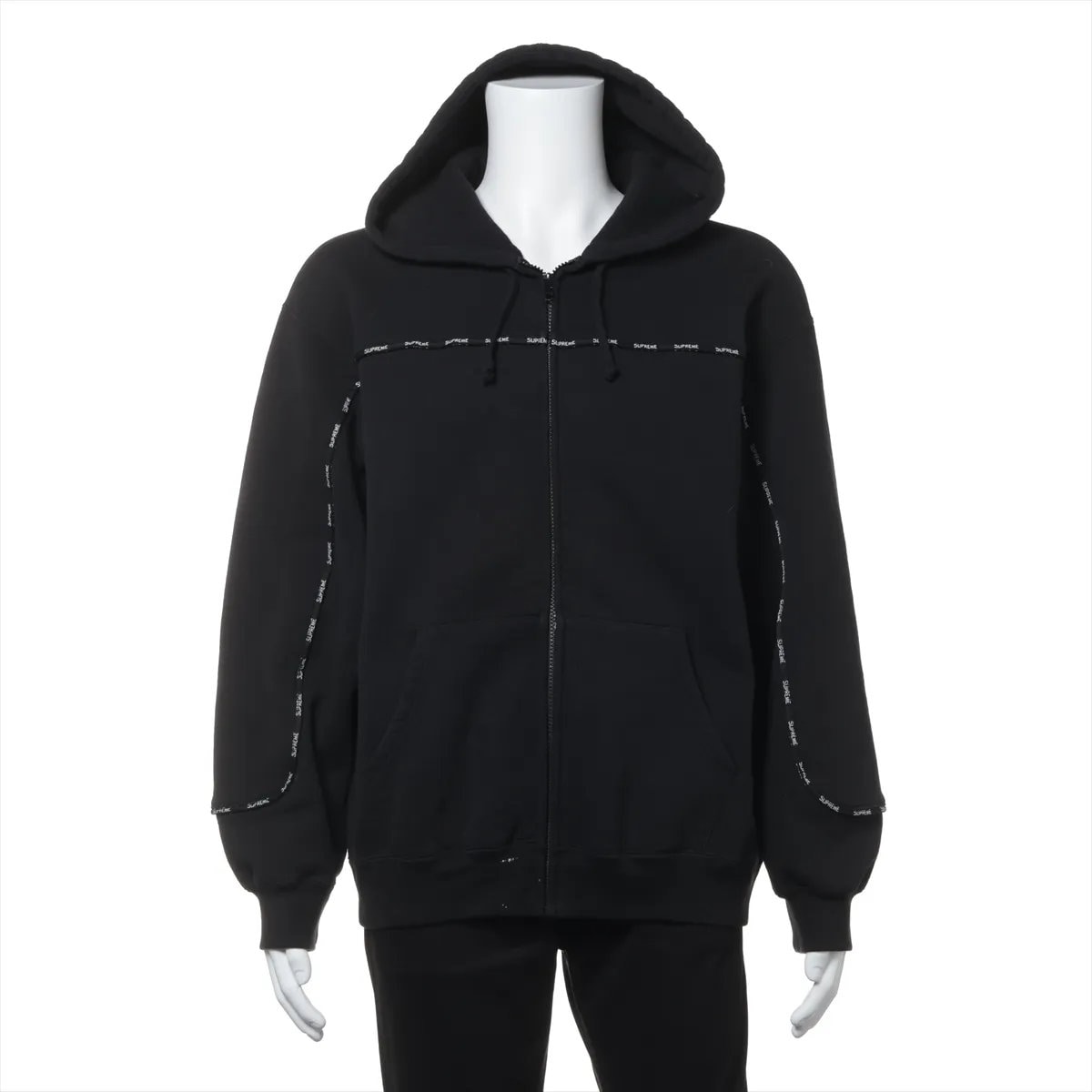 美品 ジップ スウェット フーディ L トップス 上着 洋服 パーカー ブラック 黒 メンズ MMM DX50-4 中古