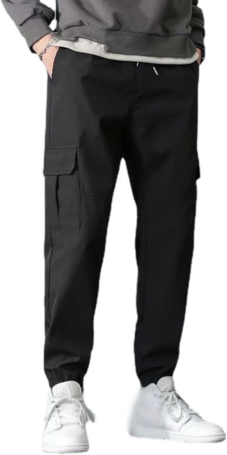 カーゴパンツ メンズ 作業パンツ ワイドパンツ ロングパンツ 9分丈 ビッグシルエット ゴム紐 ポケット付き ずぼん アンクルパンツ オリジナル 綿混紡 ダンス 韓国ファッション 無地 カジュアル