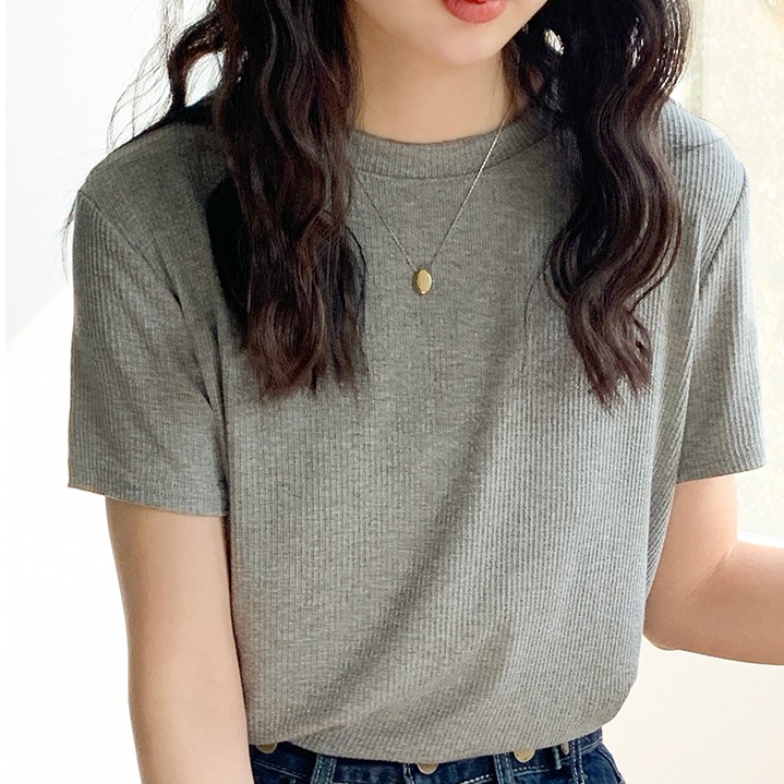 トップス 袖あり 半袖 ラウンドネック 大人可愛い きれいめ シンプル カジュアル 大人 上品 おしゃれ お洒落 大人女子 こなれ感 無地 春 夏 2023 10代 20代 30代 40代 レディース