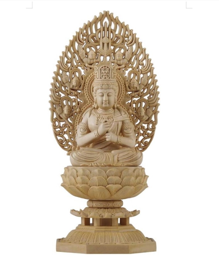 仏像 大日如来像 大日如来 檜木 木彫 仏具 (約)高28cm×幅12cm×奥行12cm 9,360円