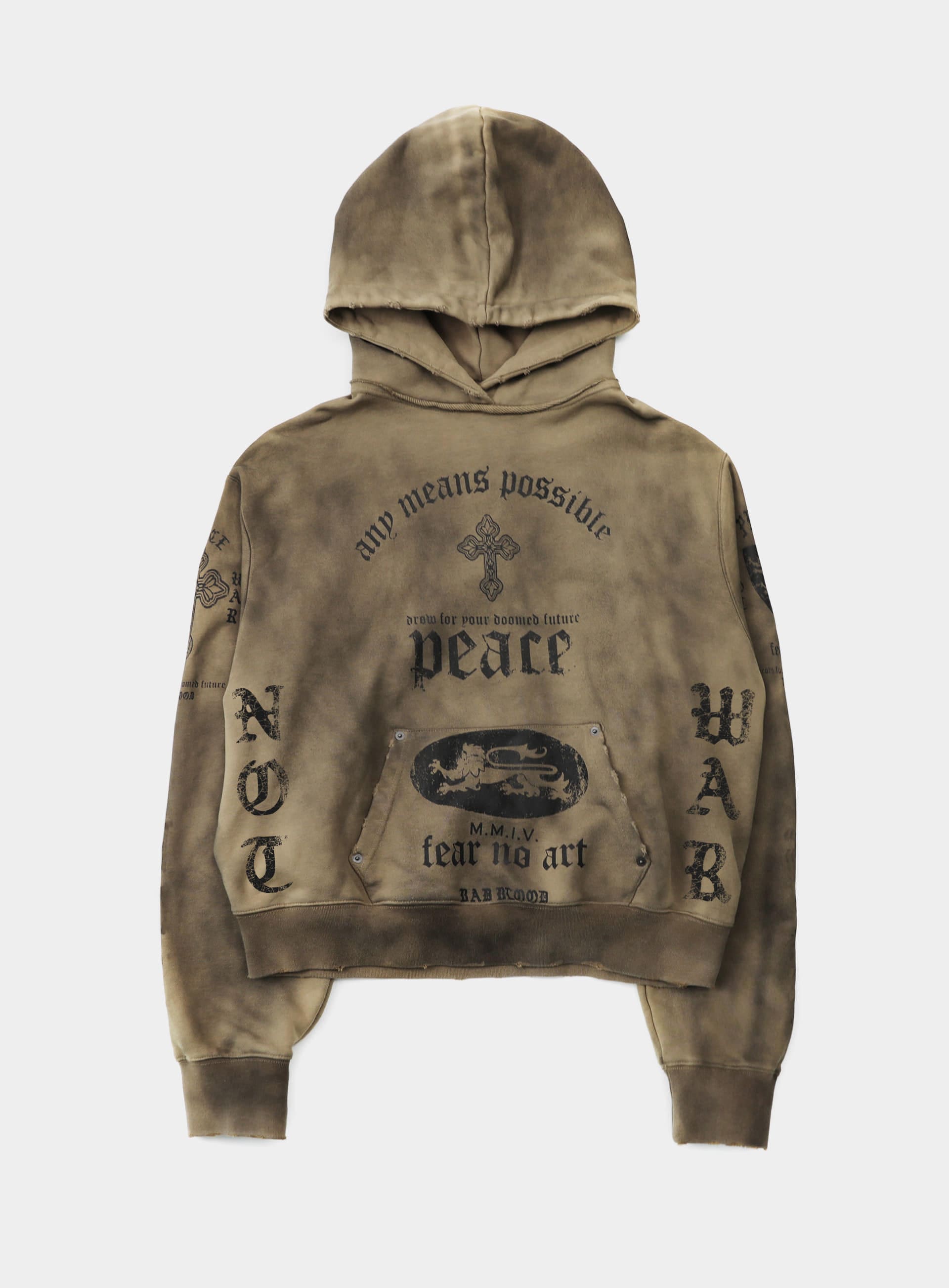 【BADBLOOD】 25FW PEACE NOT WAR HOODIE : DUSTY BEIGE