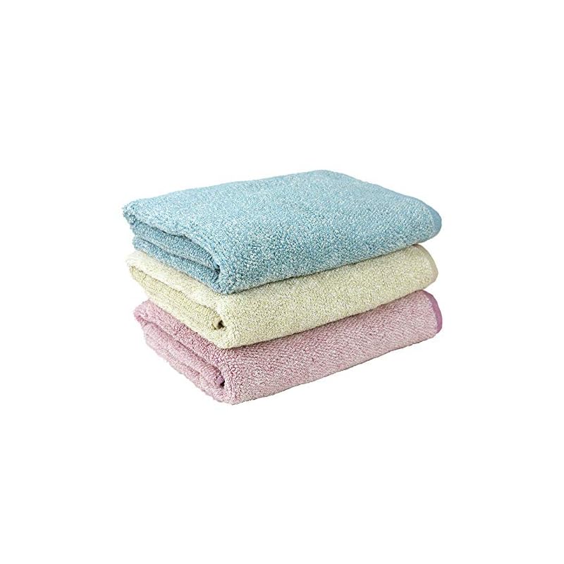 即納：日繊商工 cocochiena ココチエナ (ブルー＆アイボリー＆ピンク, バスタオル3枚セット)