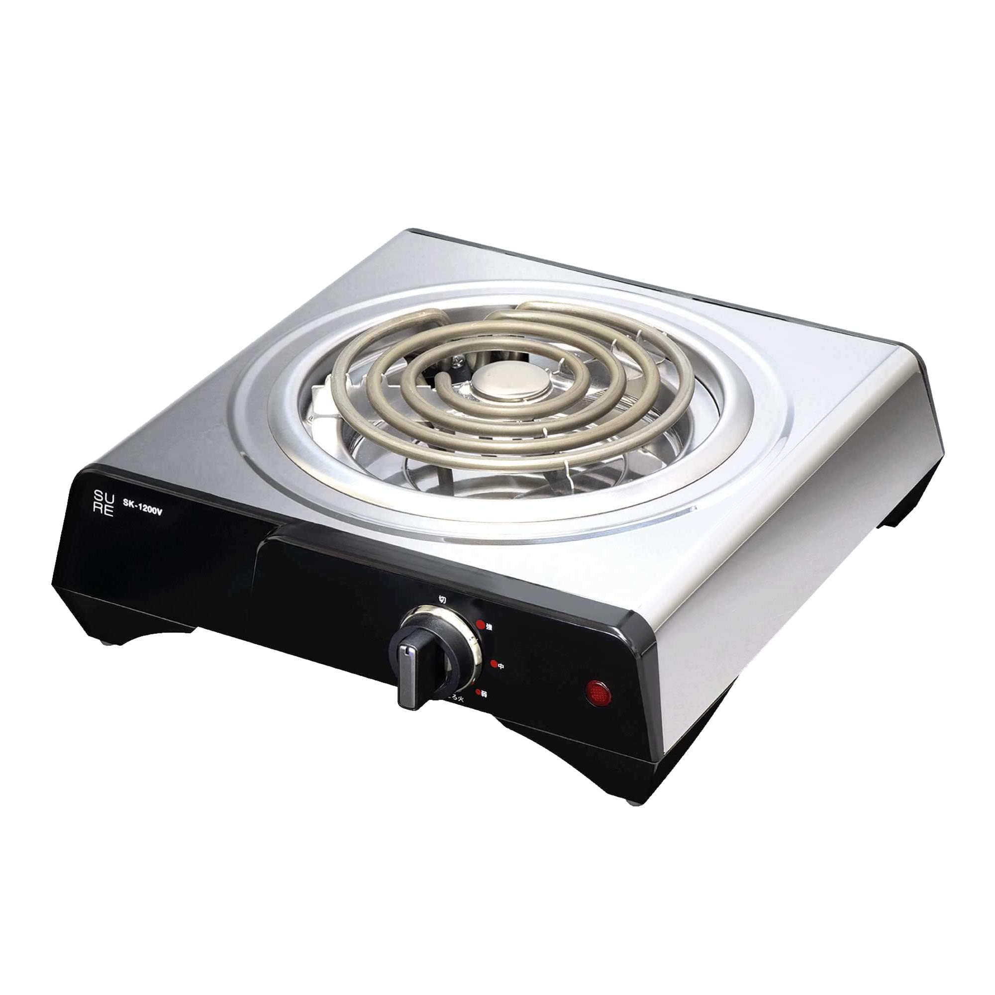ROOMMATE [SURE] 石崎電機製作所 クッキングヒーター SK-1200V 高火力 1200W シーズヒーター採用 卓上 1口タイプ 小型 シルバー SK1200V 4段階火力調節 ステンレ