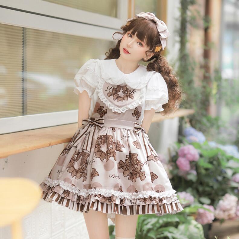 プリント柄 ロリータワンピース 可愛いロリータ服 ジャンパースカート 甘ロリータ プリンセスドレス パーティードレス 可愛いスカート 萌え Lolita 大人コスチューム ゴスロリ ハロウィン コスプ