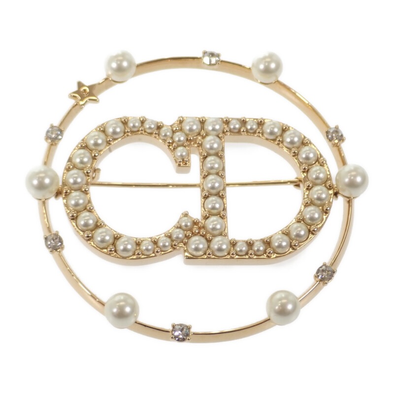 【Aランク】 クレールディーリュヌ V0412CDLRS_D301 ブローチ メタル クリスタル ゴールド レディース【ISEYA】