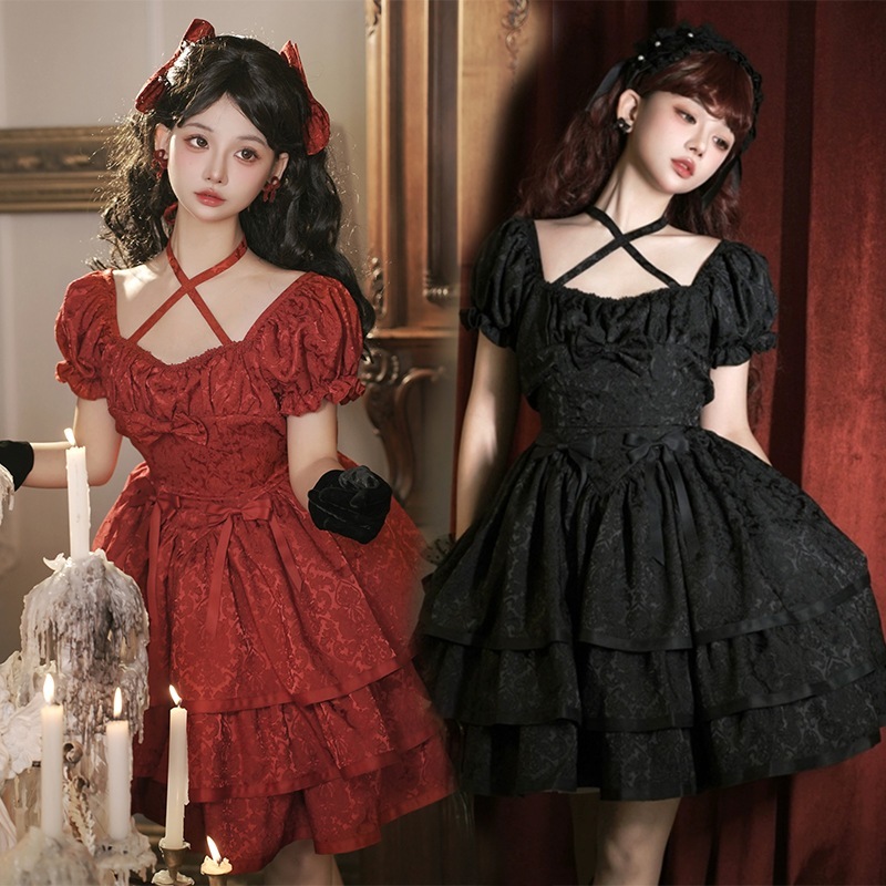 コスプレ レディース デザインロリータ洋装半袖OPワンピース夏服 ドレス ハロウイン ロリータ ワンピース