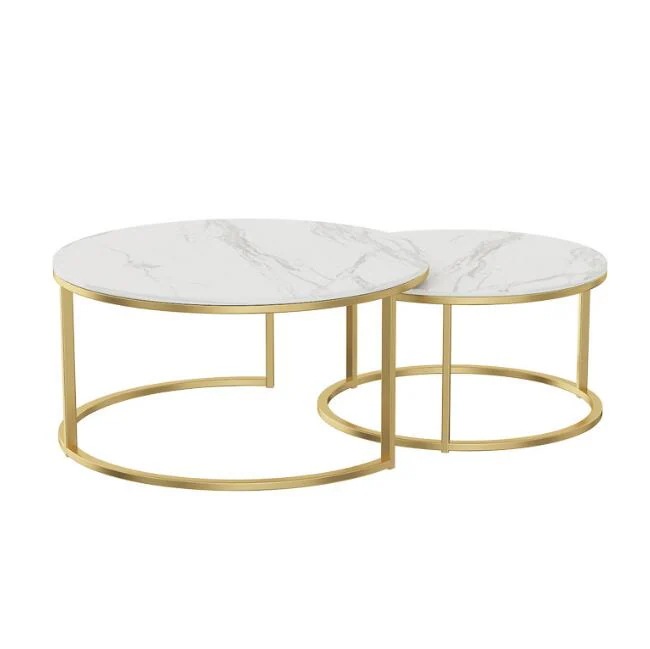 岩板テーブル組合テーブル　円形テーブルモダンミニコーヒーテーブル　お茶テーブル洗練された印象　お気に入り　リビングルーム家庭用高級ラウンド茶テーブルコンビネーションテーブル