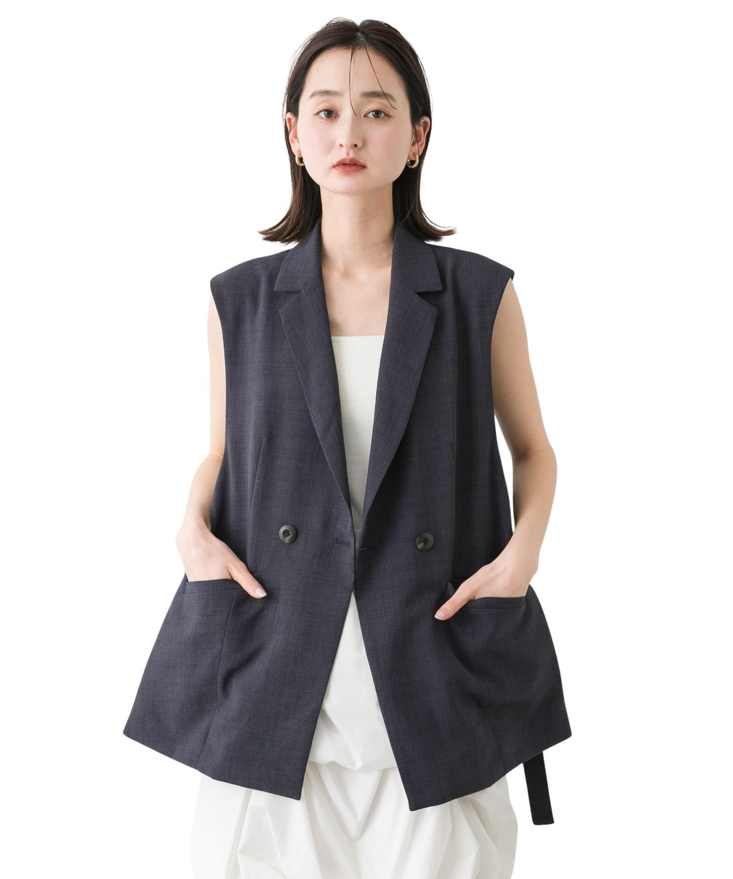 [センスオブプレイス] ベスト 『UR TECH DRYLUXE』リネンライクサイドベルトジレ レディース AAA5-27C101