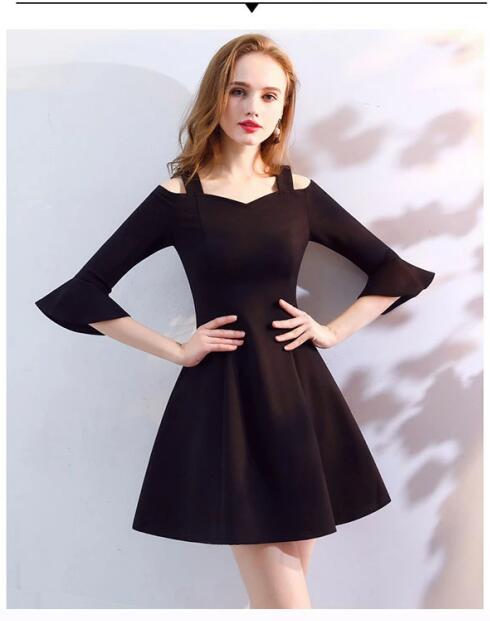 ショートドレス カクテルドレス ストラップショルダー ワンピース キャミソール ひざ丈ドレス ベルスリーブ 5分袖あり 袖付き ファスナー 背中 開き リゾートワンピ リゾートワンピース レディース